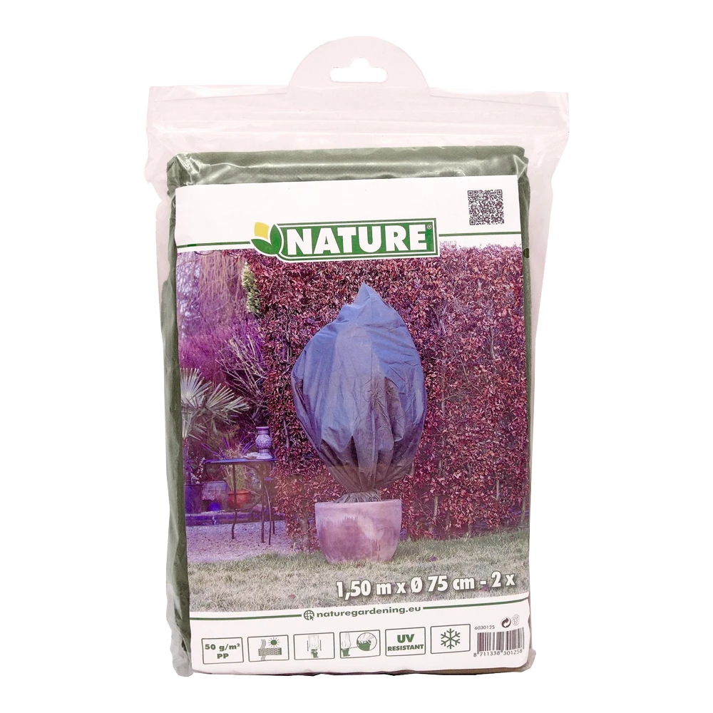 Nature Winterhoes Met Koord D75cm X 1,50m 50 G/mu00b2 2 Stuks Groen 1 Nature Winterhoes Met Koord D75cm X 1,50m 50 G/mu00b2 2 Stuks Groen