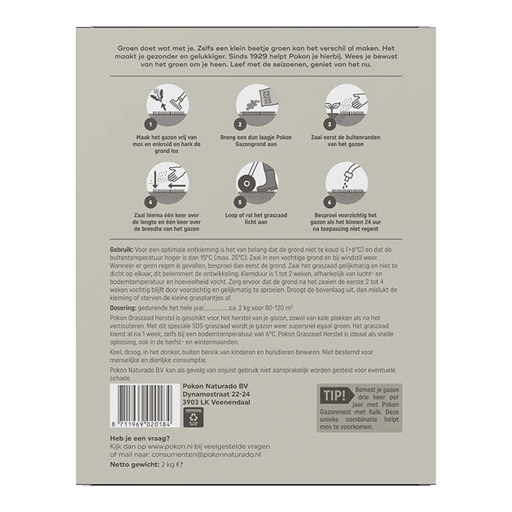 Pokon Graszaad Herstel 2kg - Graszaad 2 Pokon Graszaad Herstel 2kg - Graszaad - Afbeelding 2