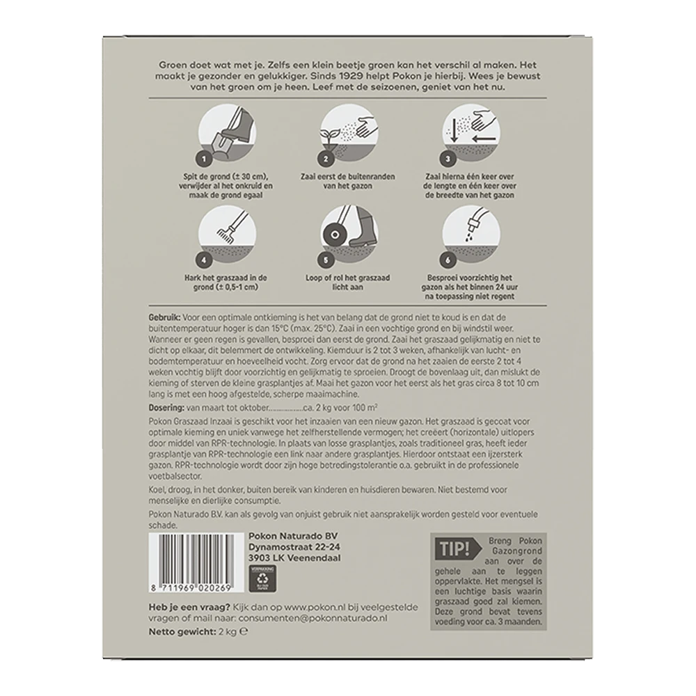 Pokon Graszaad Inzaai 2kg - Graszaad 2 Pokon Graszaad Inzaai 2kg - Graszaad - Afbeelding 2