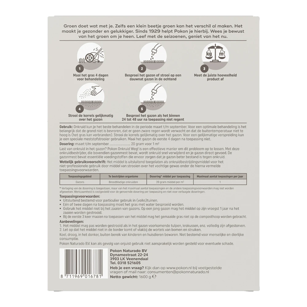 Pokon Onkruid Weg! 1,6kg Voor 80mu00b2 - Onkruid En Aanslag 2 Pokon Onkruid Weg! 1,6kg Voor 80mu00b2 - Onkruid En Aanslag - Afbeelding 2